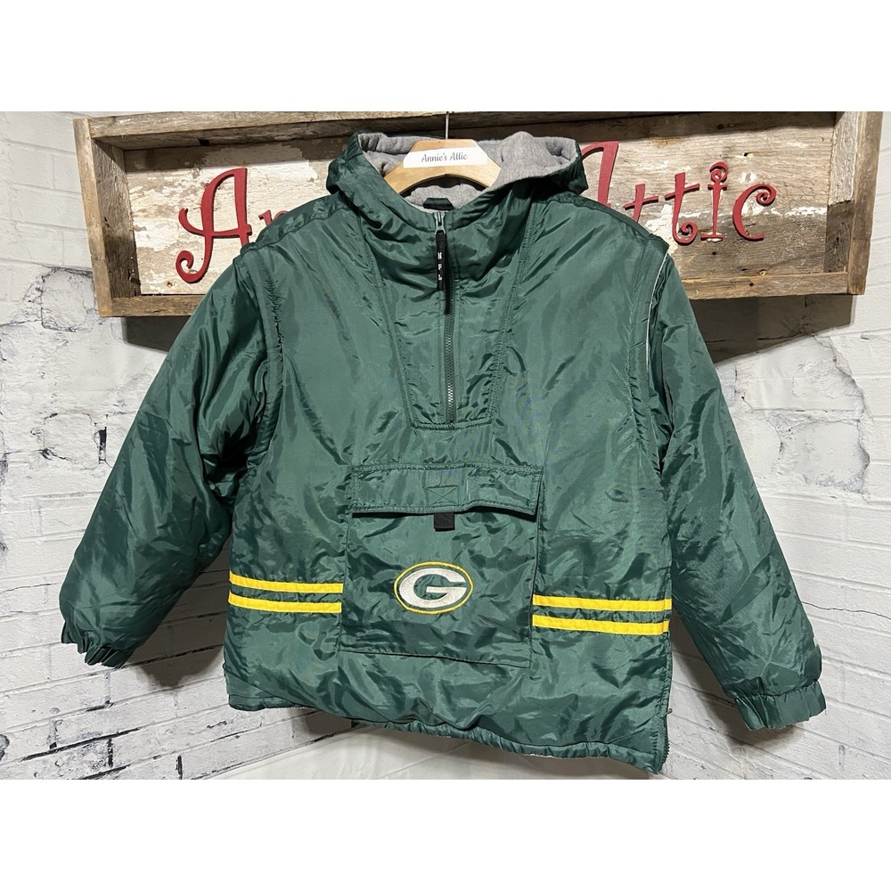 Vintage Green Bay Packers Boys Jacket NFL Football Coat Puma Youth L Size 14/16